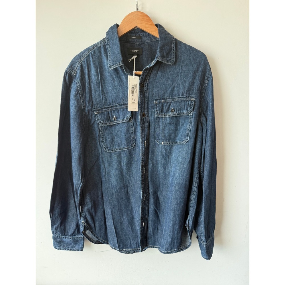 AG Adriano Goldschmied Aiden Utility Shirt Blue Denim Mens Large NEW NWT